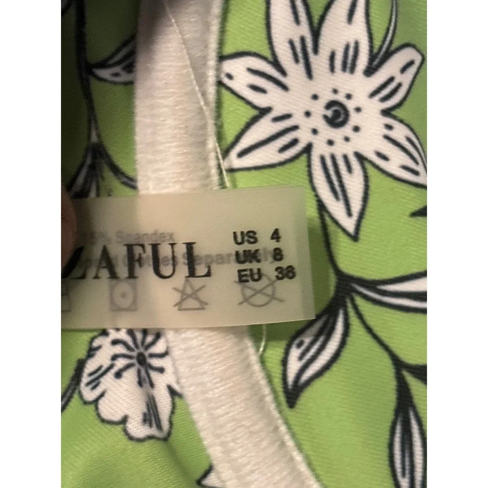 Zaful Lime Green Floral Underwire Bikini Set High Cut Cheeky Thong Size S US 4‎